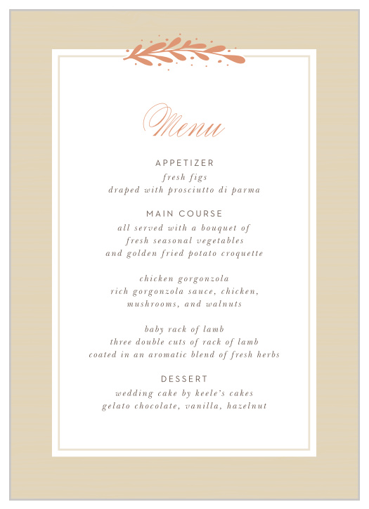 Rustic Laurels Wedding Menus