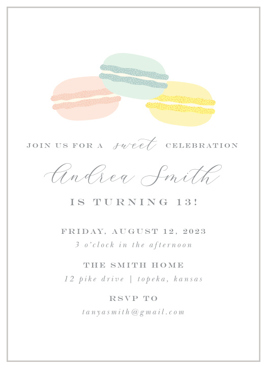 Set your child up for a sweet celebration with our Macaron Party Children's Birthday Party Invitations!