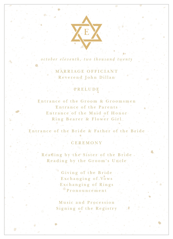Jewish Star Wedding Programs