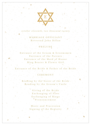Jewish Star Wedding Programs