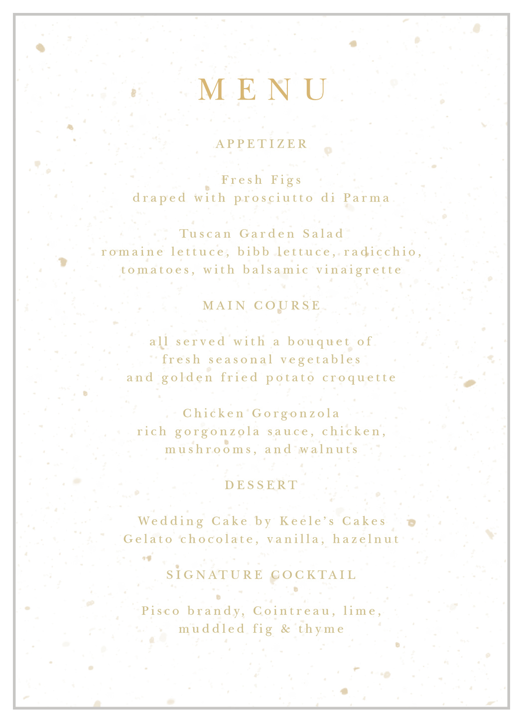 Jewish Star Wedding Menus