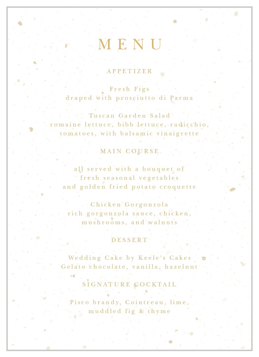 Jewish Star Wedding Menus