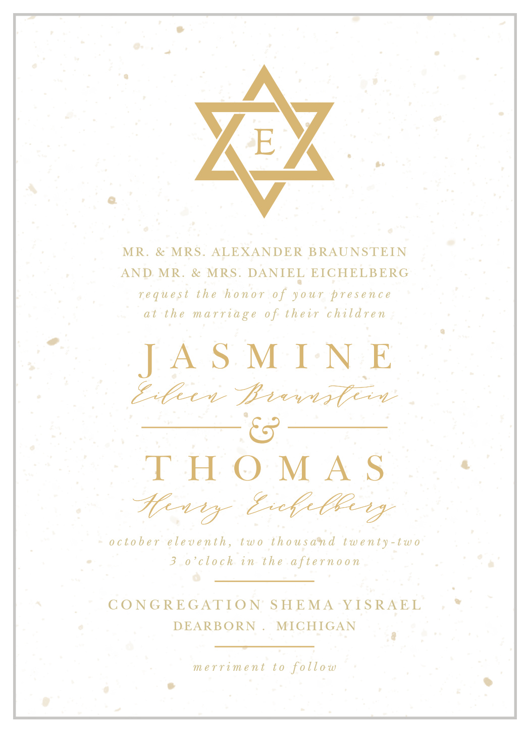 Jewish Star Wedding Invitations