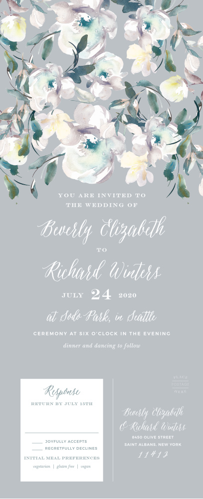 Antique Blooms Seal & Send Wedding Invitations