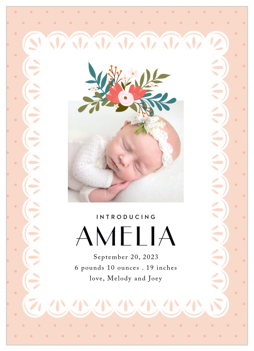 Your loved ones are going to have a hard time putting down our Cute Tea Birth Announcements when you customize it with your baby's photo, name, and information!