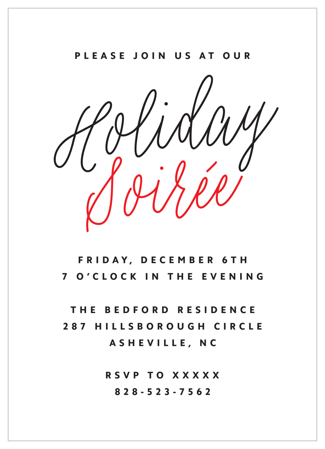 Classic Penmanship Holiday Invitations