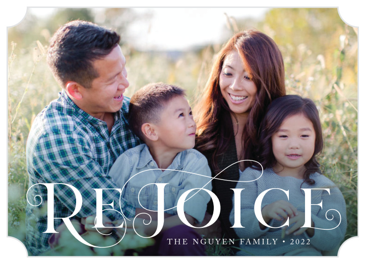 Our Swirly Rejoice Holiday Cards are the perfect reminder to spend the holiday season being thankful for all the wonderful things in life.  