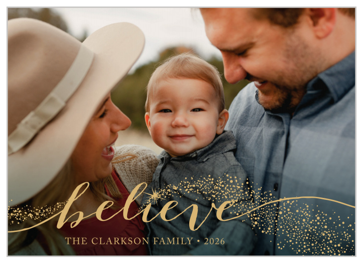 Our Starry Believe Christmas Cards keeps the design simple, with your photo of choice serving as the focal point of the card. 