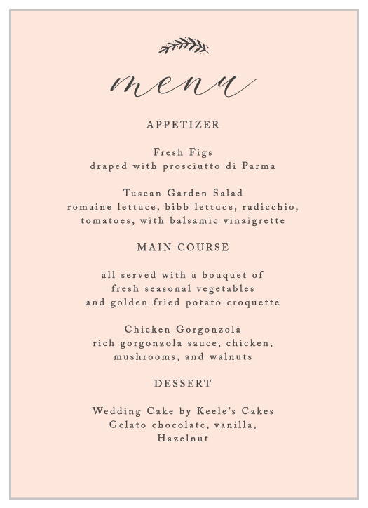 Perfectly Personalized Wedding Menus