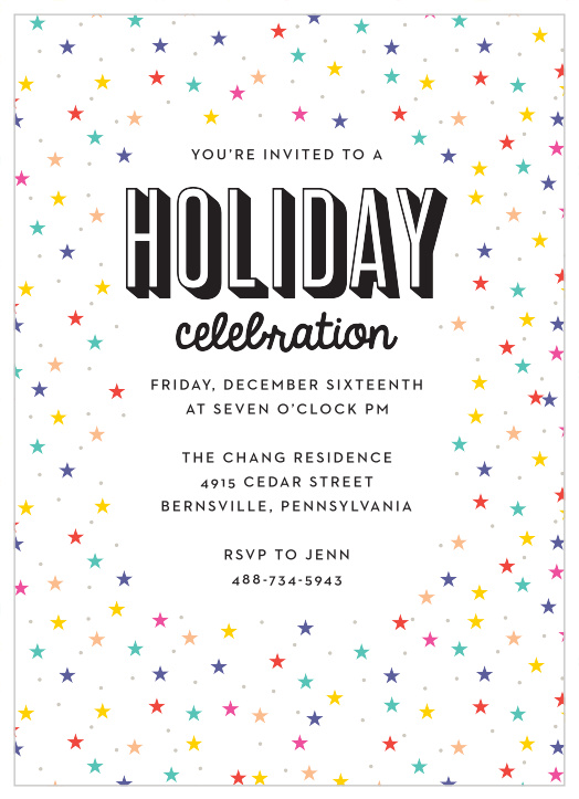 Let everyone know they are invited to your holiday celebration with our Twinkling Stars Holiday Party Invitations! 