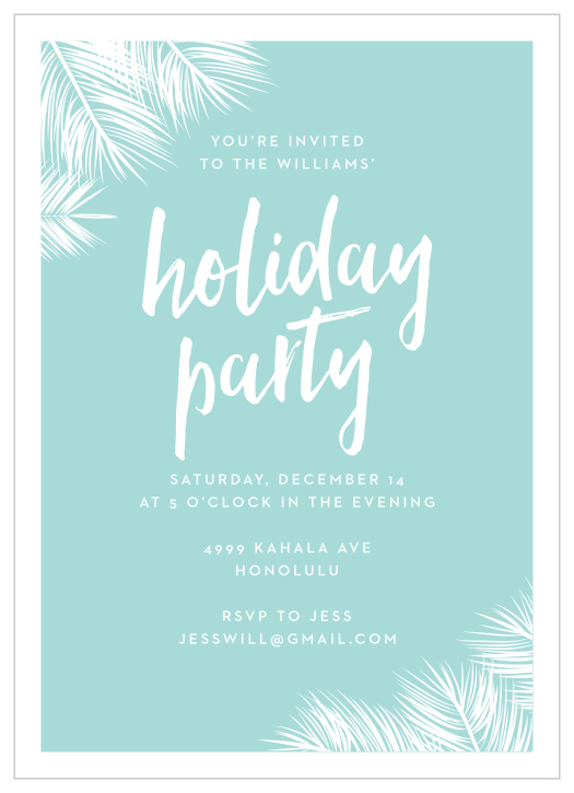Turn your cold holiday into waving palm trees and the soft touch of sand beneath your feet with our Aloha Palms Holiday Cards.