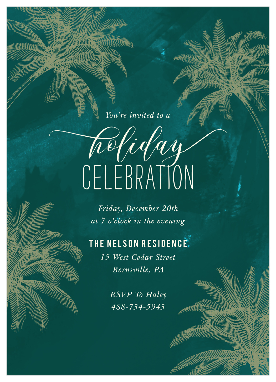 Palm Tree Wishes Holiday Invitations