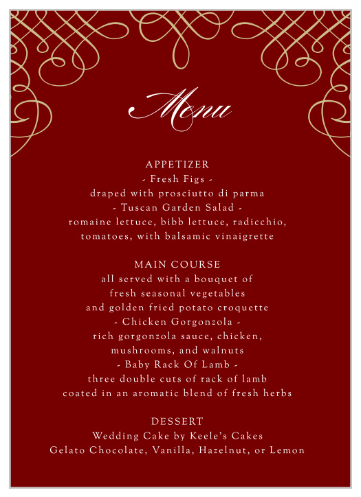 Ornate Border Wedding Menus