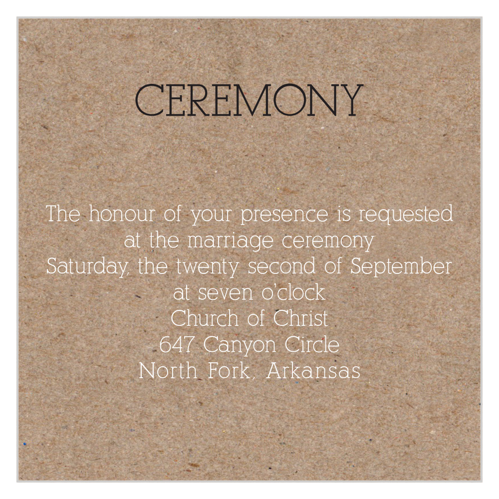 Vintage Floral Kraft Ceremony Cards