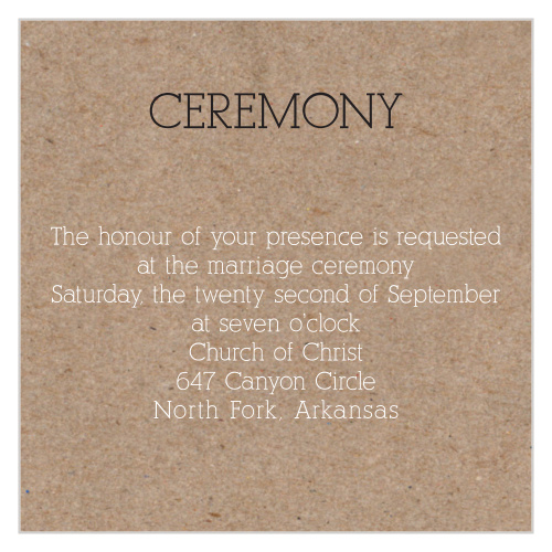 Vintage Floral Kraft Ceremony Cards