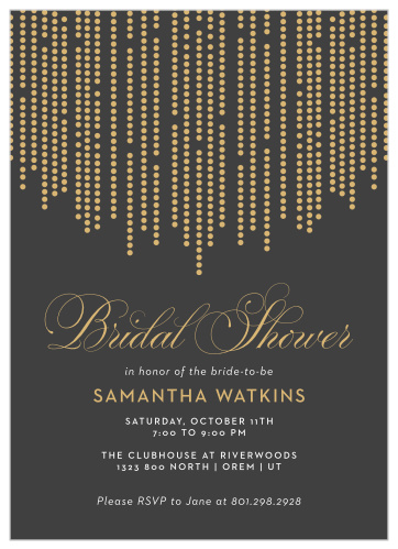 Our Sparkling Cascade Bridal Shower Invitations are a picture of modern elegance.  
