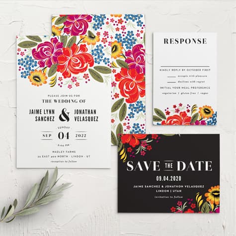Spanish Florals Wedding Invitations