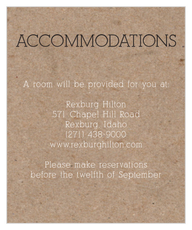 Vintage Floral Kraft Accommodation Cards