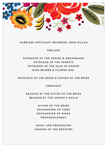 Spanish Florals Wedding Programs