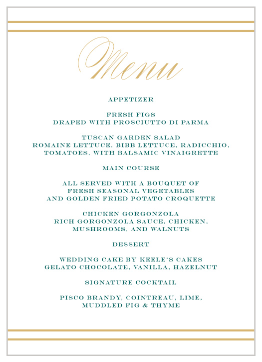 Irish Cross Wedding Menus