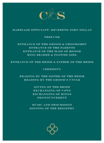 Irish Cross Wedding Programs
