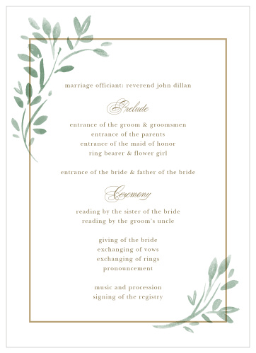 Fairytale Leaves Wedding Programs