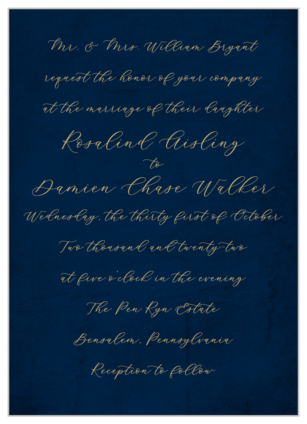 Moody Calligraphy Wedding Invitations