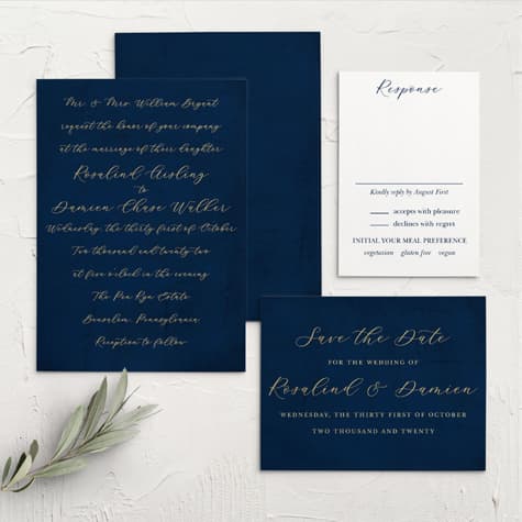 Moody Calligraphy Wedding Invitations