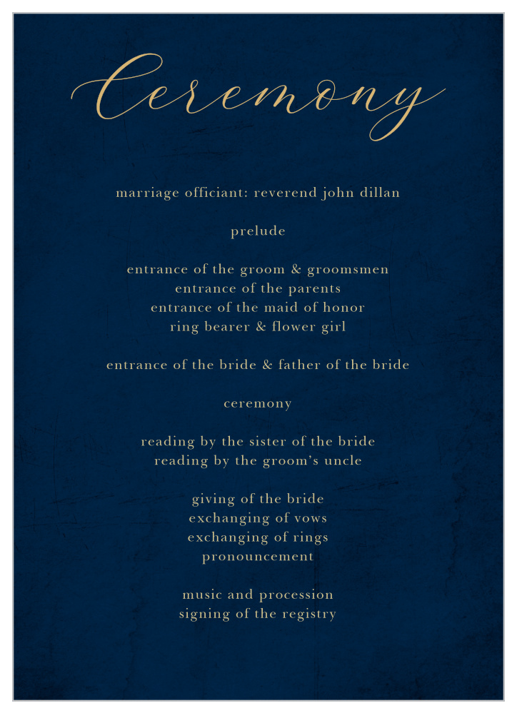 Moody Calligraphy Wedding Programs