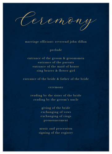 Moody Calligraphy Wedding Programs