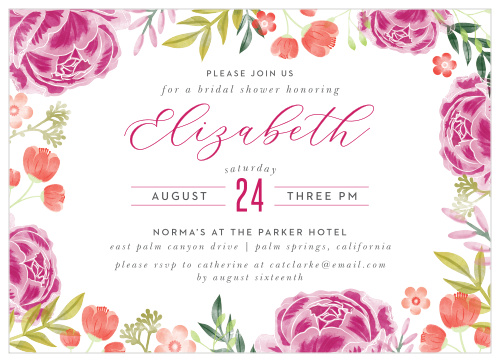 The sweet sight of beautiful flowers will dazzle your guests when they receive your Darling Peonies Bridal Shower Invitations. 