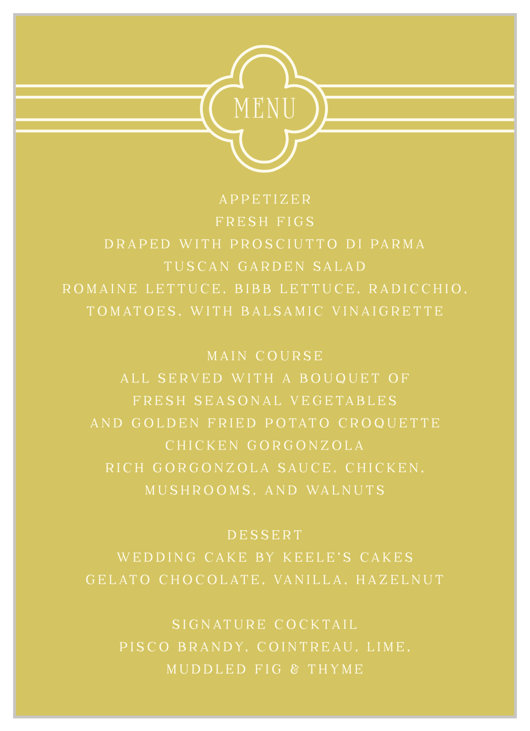 Irish Deco Wedding Menus