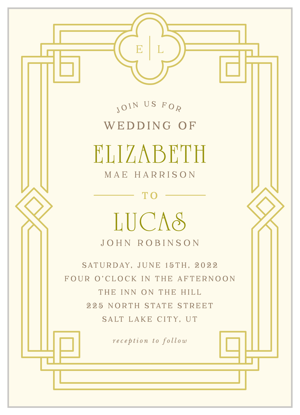 Irish Deco Wedding Invitations