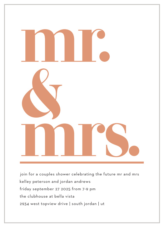 Our Stacked Type Bridal Shower Invitations feature a distinct design that is eye-catching in its simplicity. 