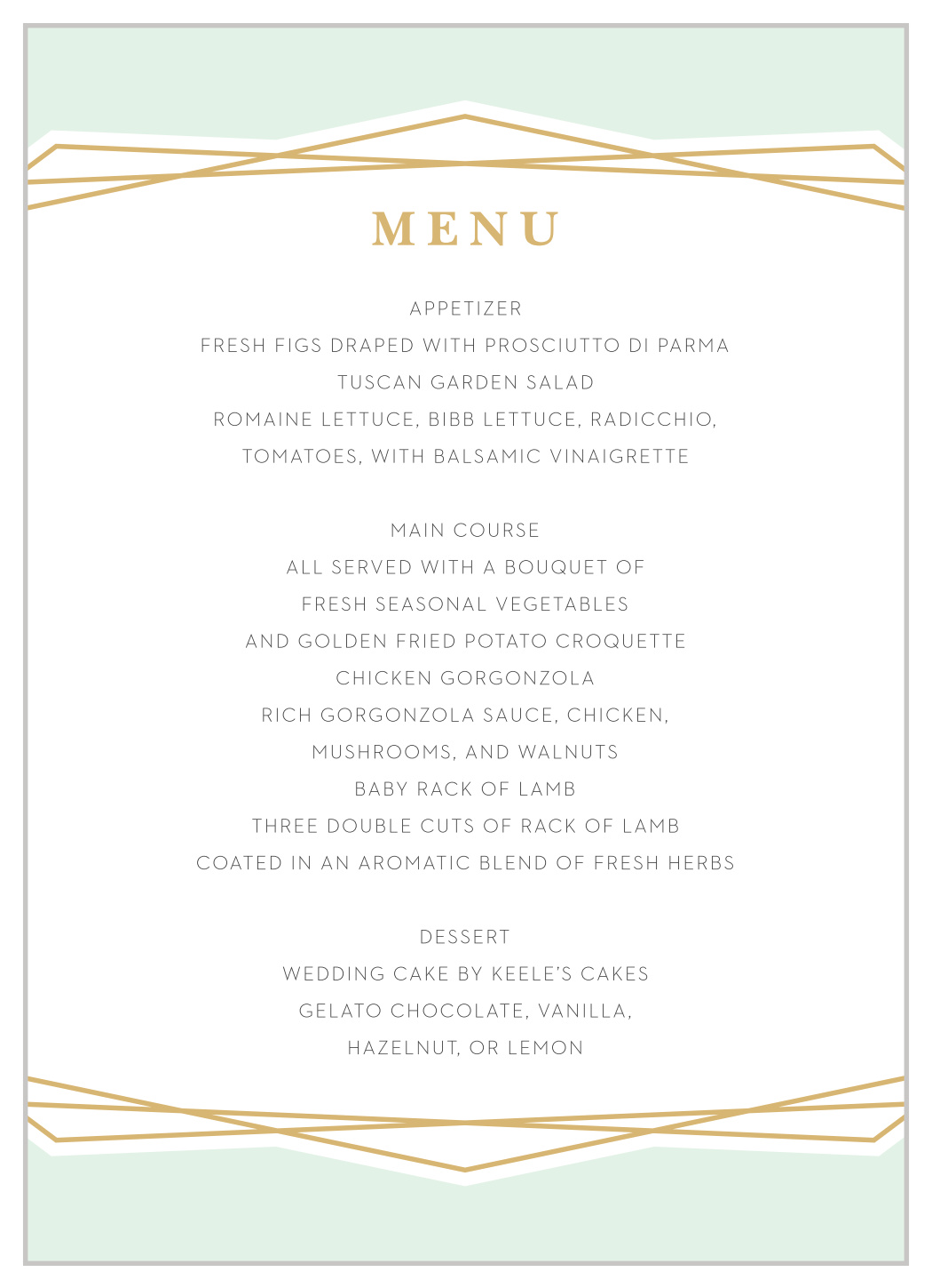 Modern Simplicity Wedding Menus