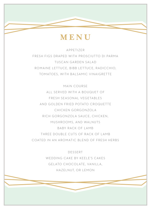 Modern Simplicity Wedding Menus