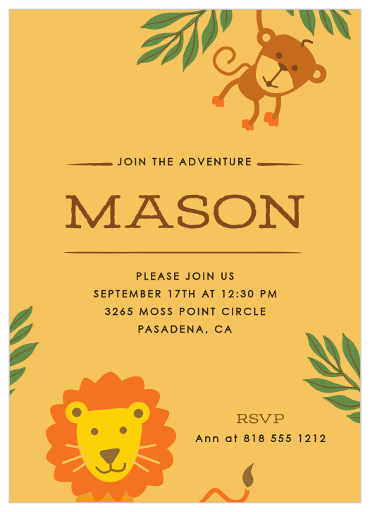 Give your little monkey their best birthday party yet with our Jungle Safari Children's Birthday Party Invitations! 