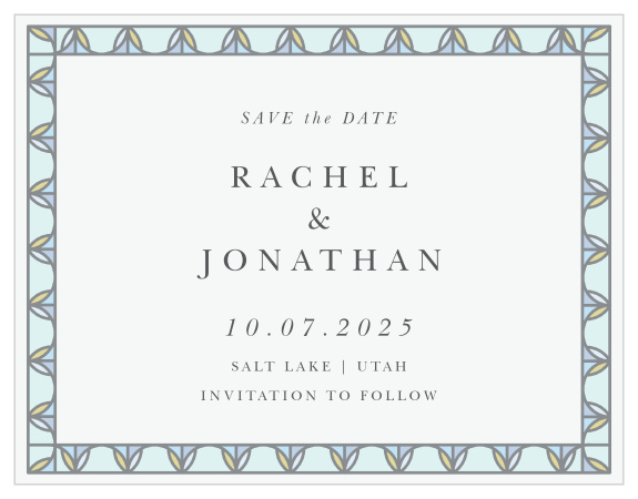 Our Stained Glass Save-the-Date Cards will get all of your loved ones excited for your wedding! 