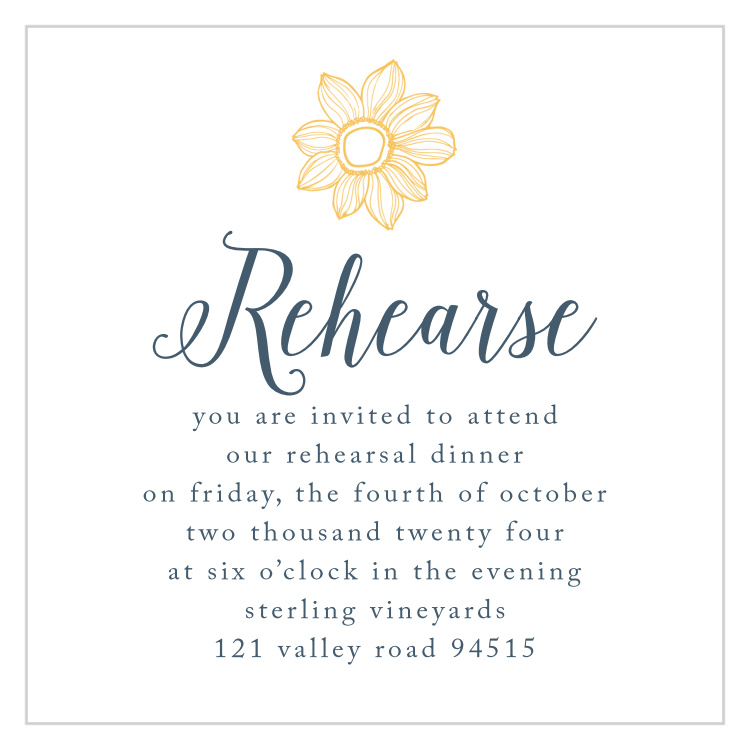 Sunflower Nuptials Rehearsal Cards