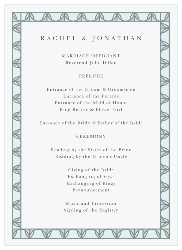Stained Glass Wedding Programs