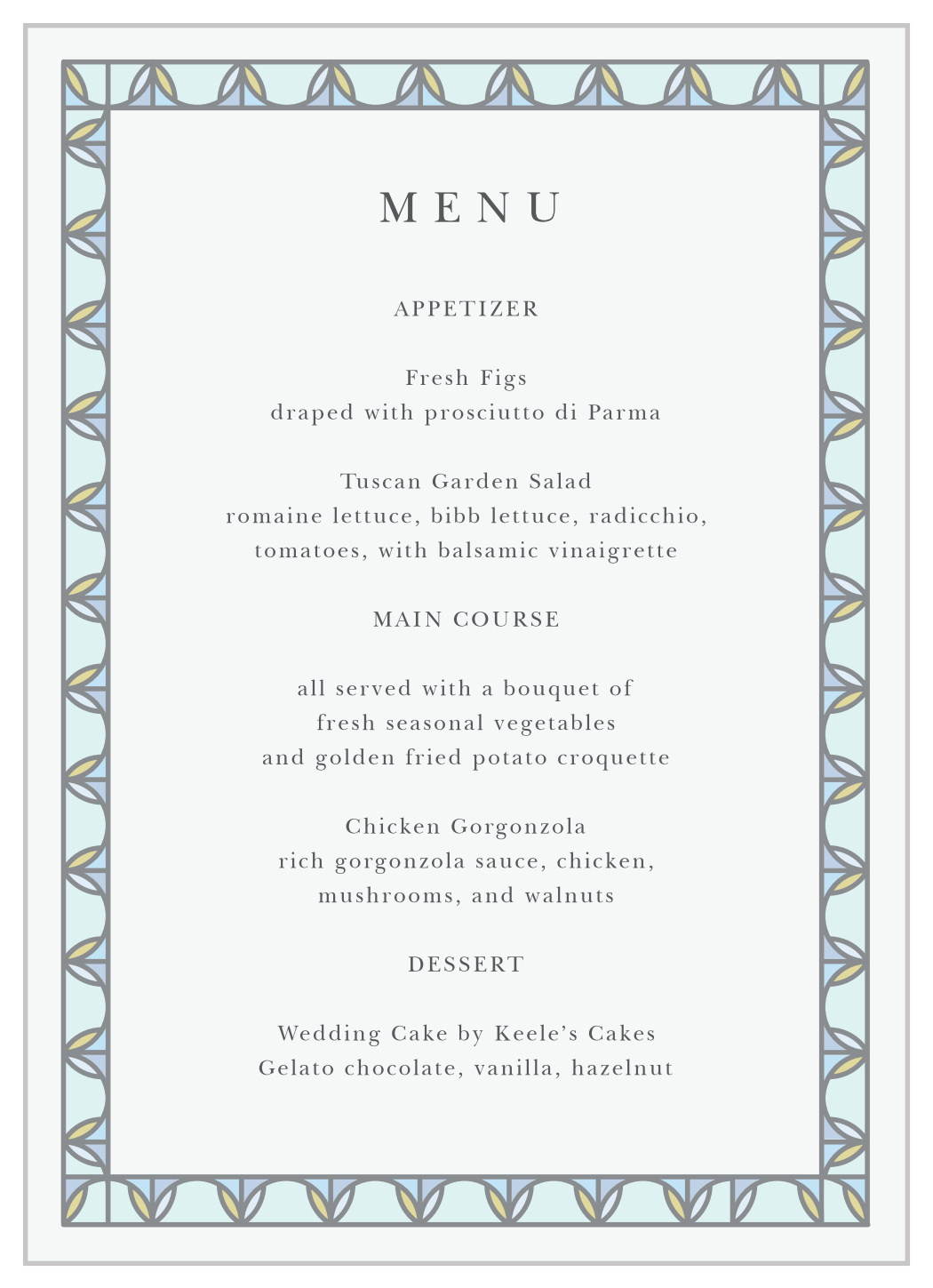 Stained Glass Wedding Menus