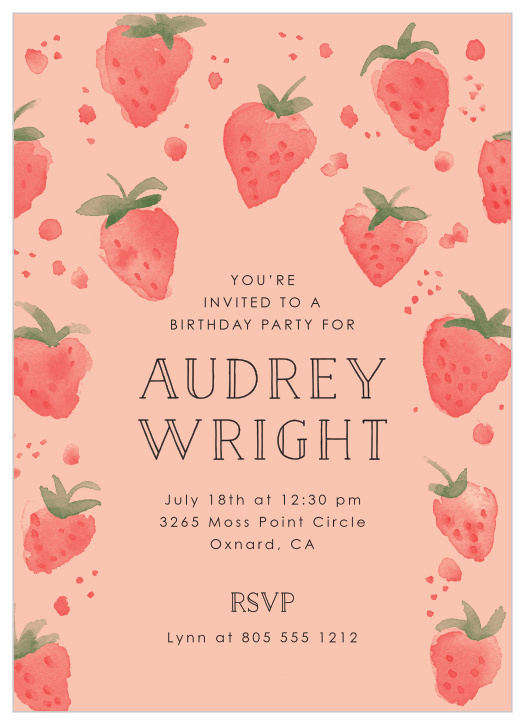 Our Strawberry Fun Children's Birthday Party Invitations are perfect for your child's upcoming summer or spring birthday!