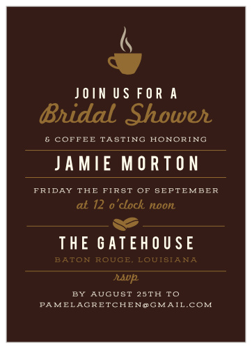 Brew the delightful combination of family, friends, and fun with our Love is Brewing Bridal Shower Invitations. 