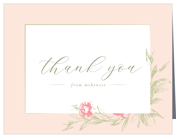 Peony Frame Bridal Shower Thank You Cards