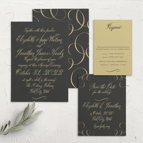 Gothic Script Wedding Invitations