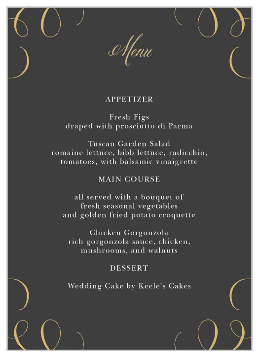Gothic Script Wedding Menus