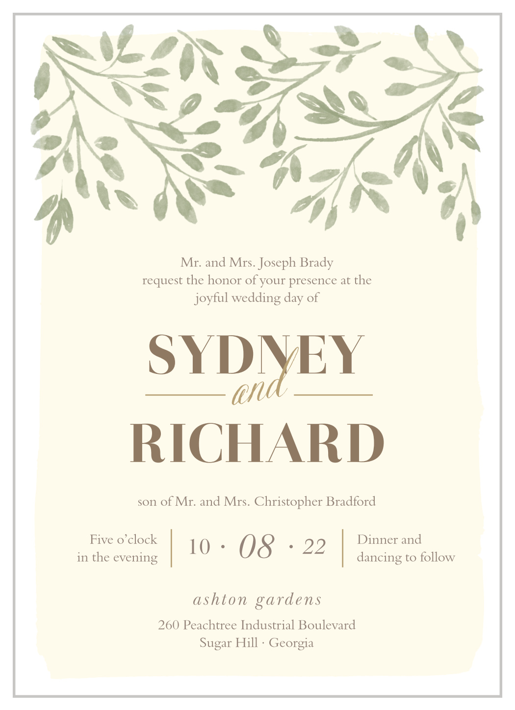Vines & Leaves Wedding Invitations