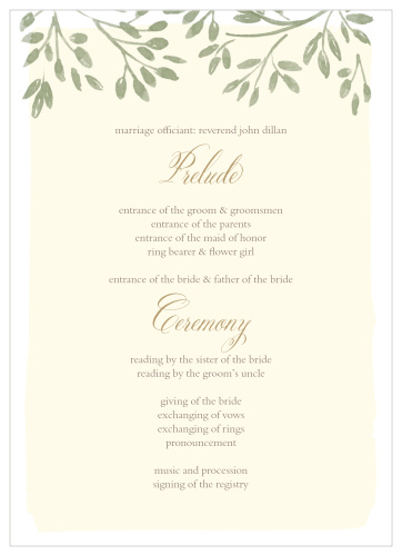 Vines & Leaves Wedding Programs
