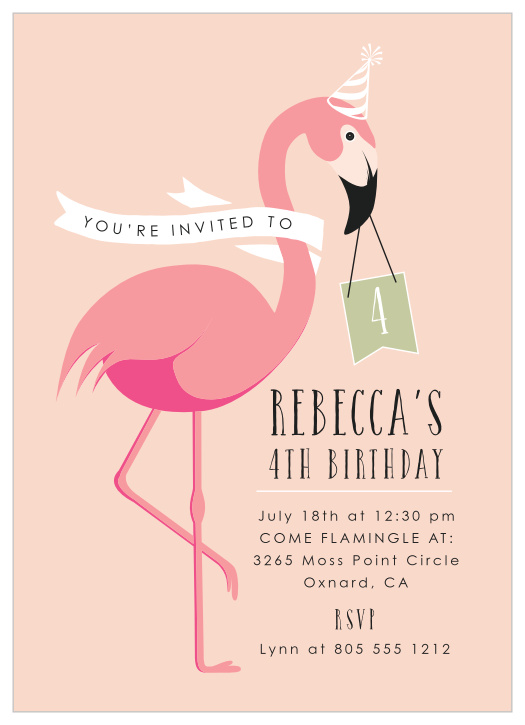 Set your little one up for a fun birthday party with our Flamingo Children's Birthday Party Invitations! 