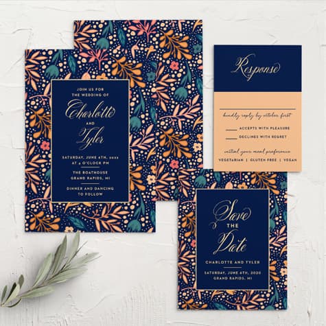 Unique Botanicals Wedding Invitations